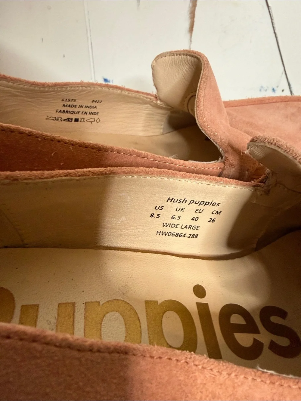 Hush Puppies Lucy Suede Loafers in Dusty Pink with Chunky Black Sole